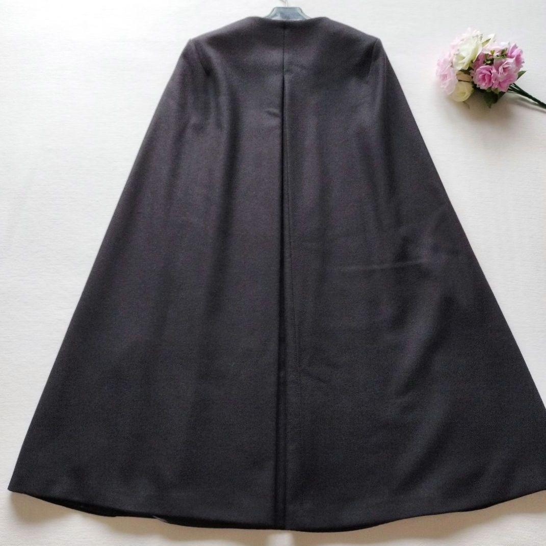 美品✨】ZARAザラウーマンウールロングケープコートポンチョブラックS