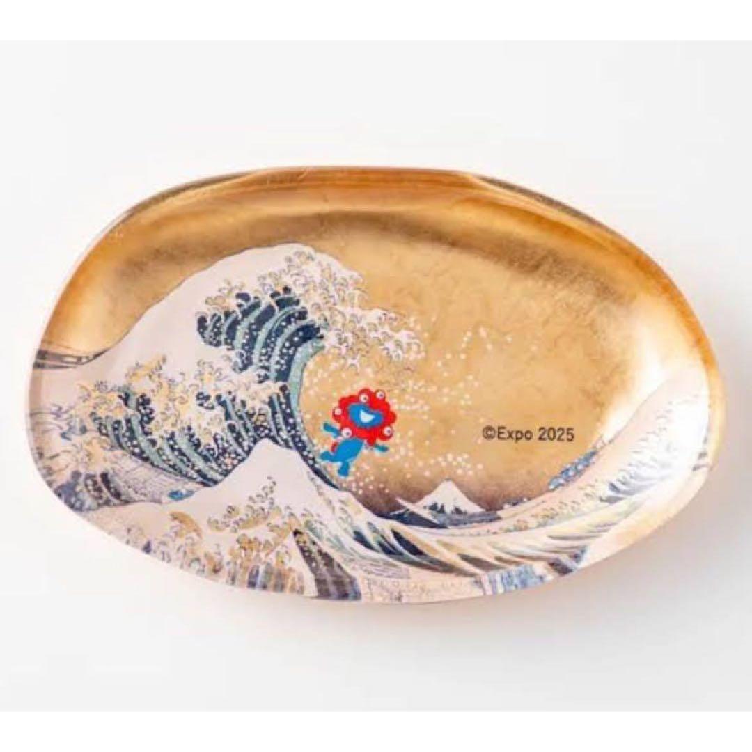 ミャクミャク 金箔 ガラストレー 神奈川沖浪裏 箔名画 葛飾北斎　大阪万博 箔名画 ガラストレー(金)<1枚> | HAKUICHI BUSINESS｜日本らしい金箔の
