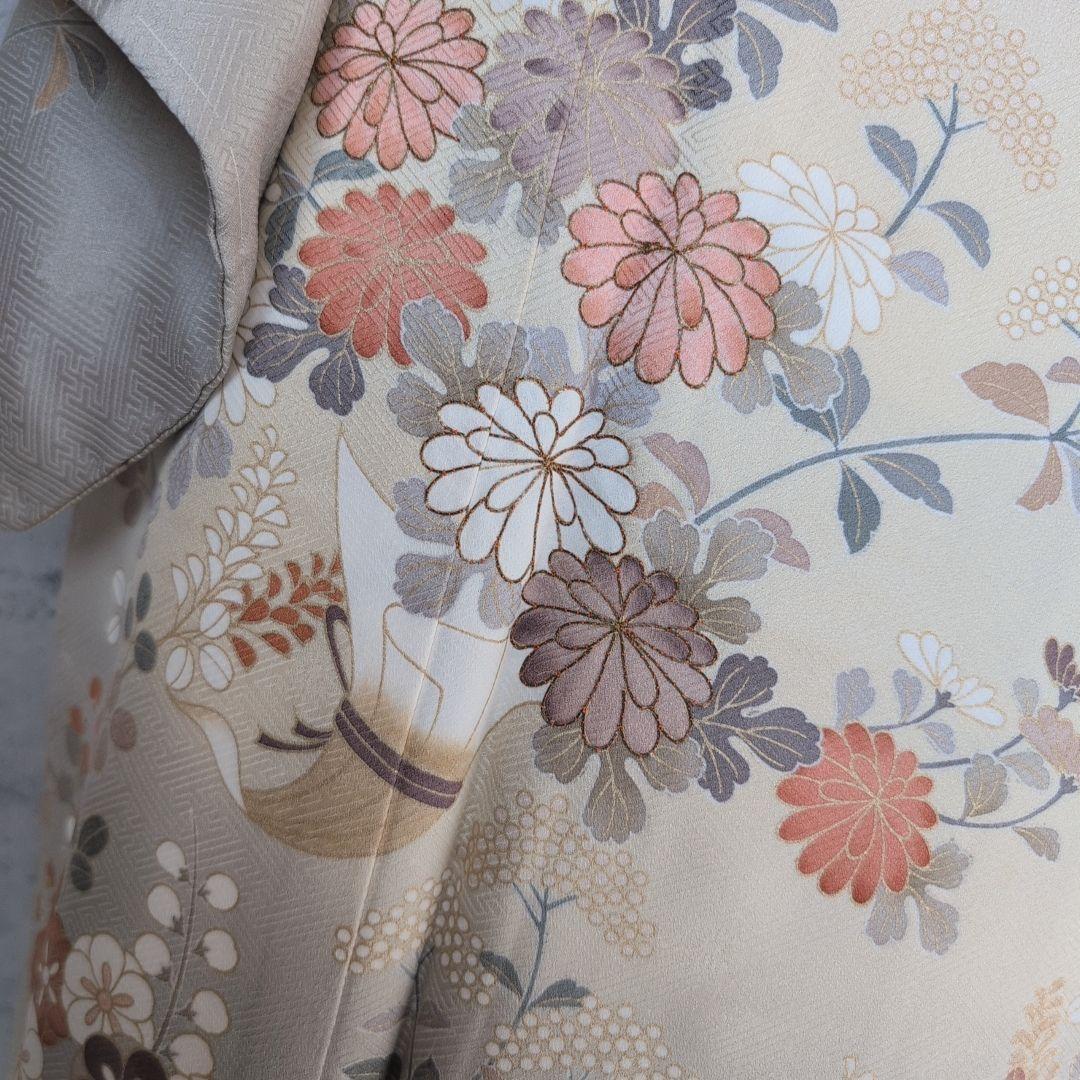 訪問着 フルセット 着物 正絹 淡い黄色 トールサイズ 比翼仕立 花金駒