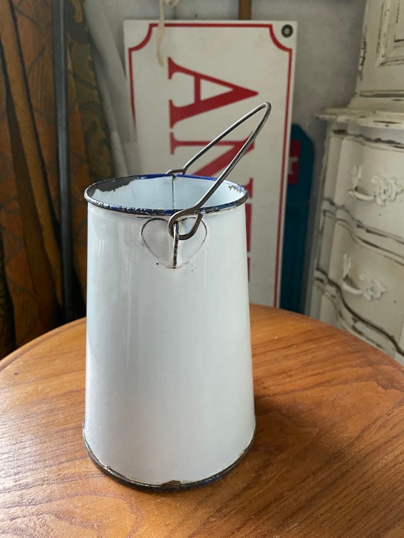 青ぶー様専用です アンティーク ホーロー ミルク ポット キャリー 缶