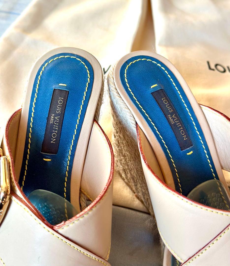 《正規品》ルイヴィトン ウエッジサンダル デニム　モノグラム 35 本物