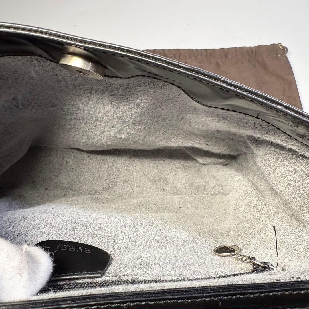 極美品 GUCCI グッチ パテントレザー ワンショルダーブラック リペア