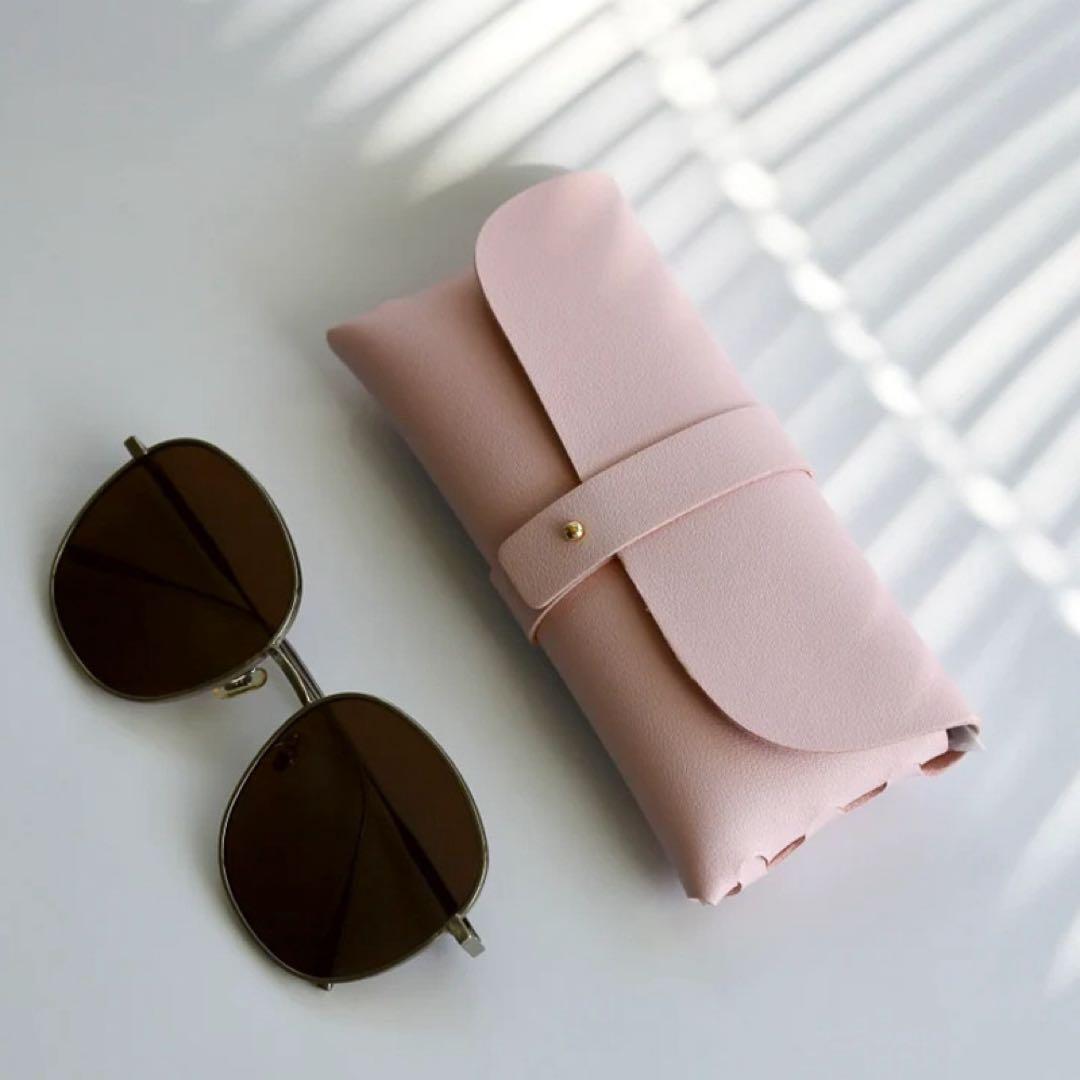 メガネケース 合成皮革 スナップボタン付き サングラスケース 眼鏡