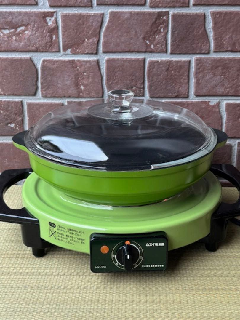 ムスイ 電気鍋 HX-038 動作品 取説・紙箱付 長期保管 未使用品 無水鍋