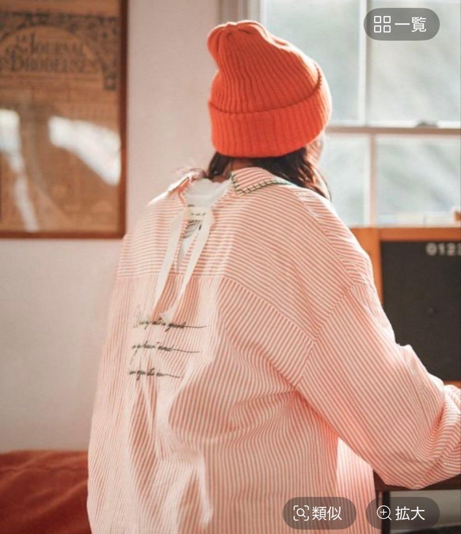 ニコアンド be with M Misayo シアストシャツ オレンジストライプ