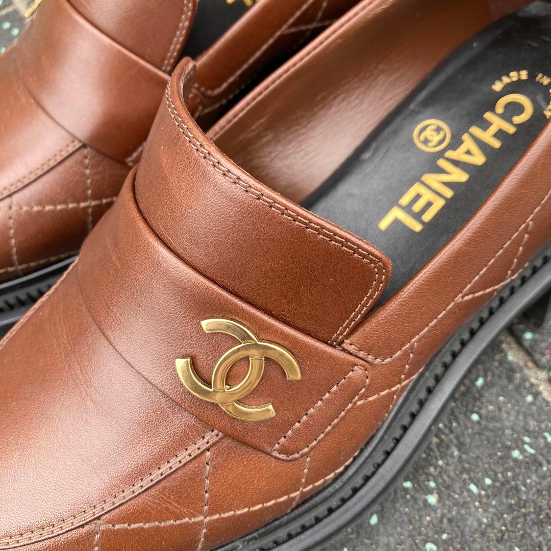 シャネル ローファー 23A 厚底 茶色 ブラウン 37.5 - メルカリ