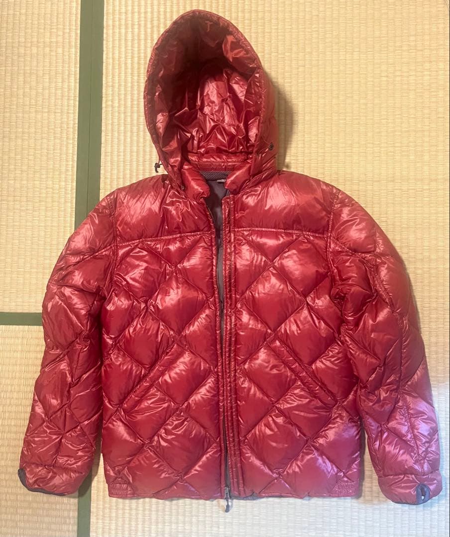最終価格 Eddie Bauer 赤ダウンジャケットフード取り外し可EB900