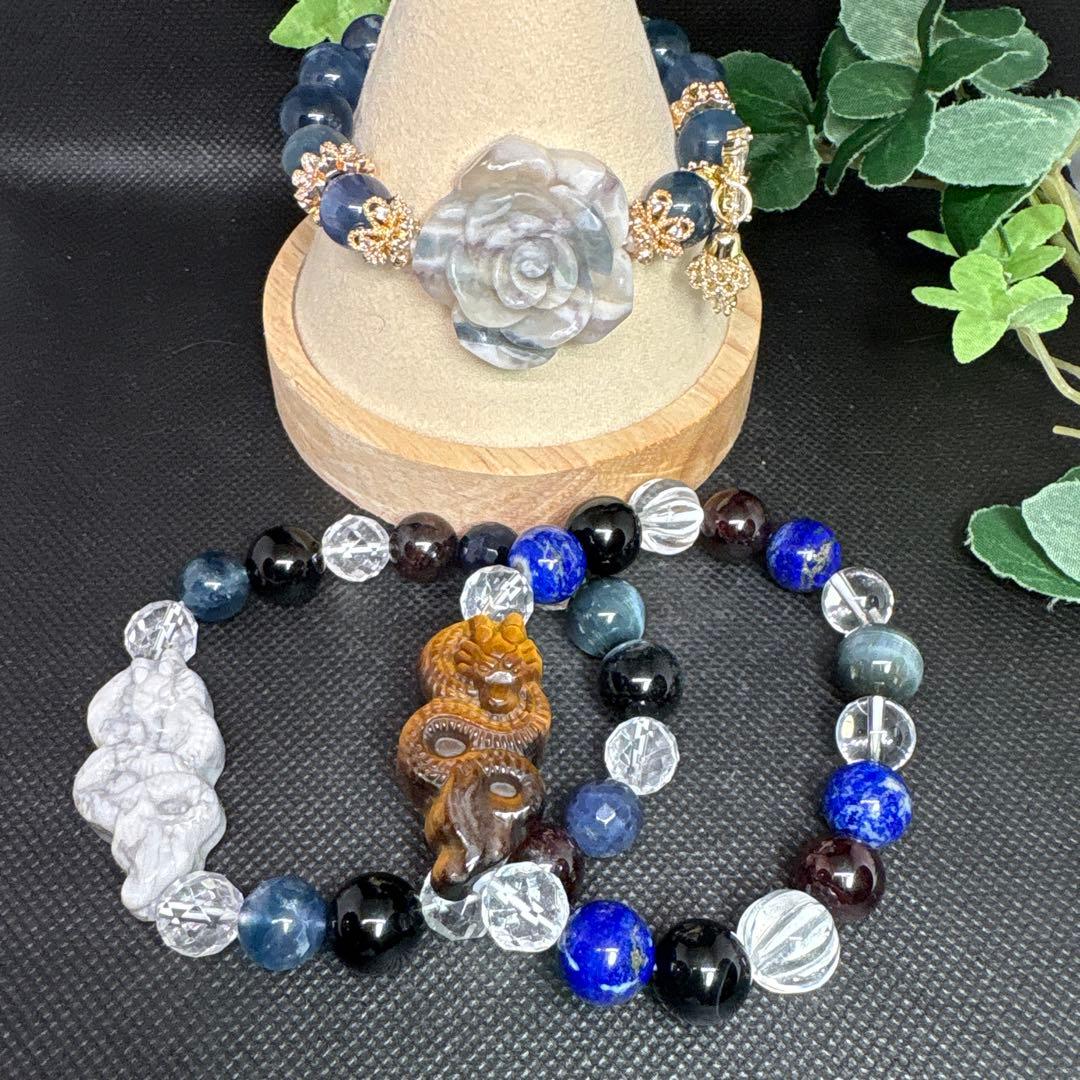 ＊泉澄＆まえまえ様＊フローライトとホワイトアゲート共生　薔薇　ブルーフローライト