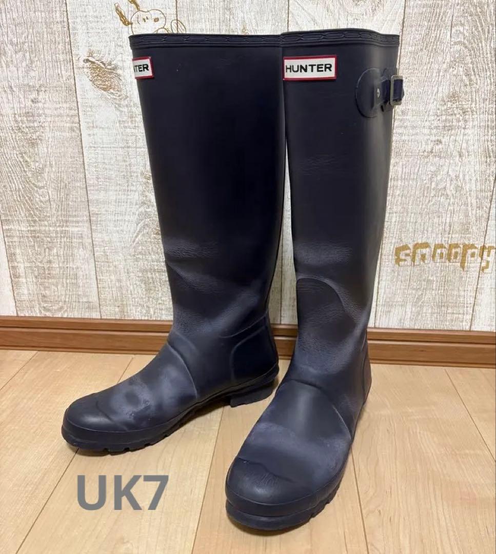 25.5〜26㎝☆HUNTERレインブーツUK7 ハンターブーツ長靴ロングブーツ
