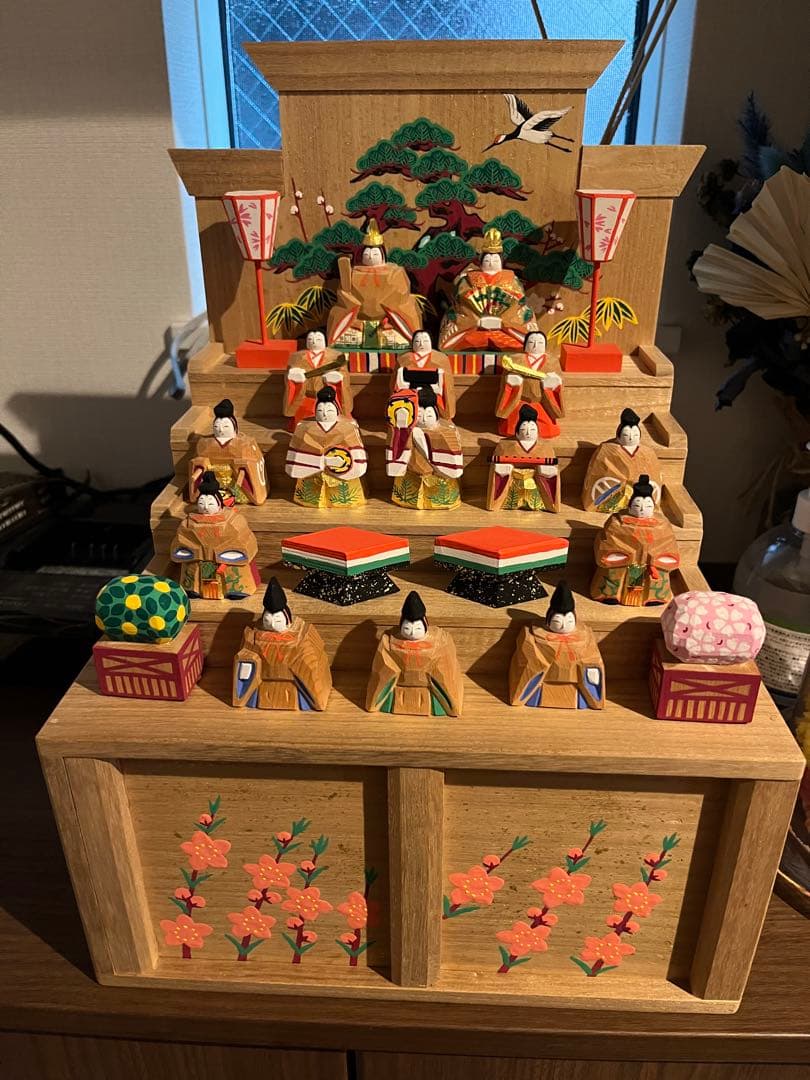 瀬谷桃源作　奈良一刀刻雛人形 奈良人形 一刀彫 瀬谷桃源