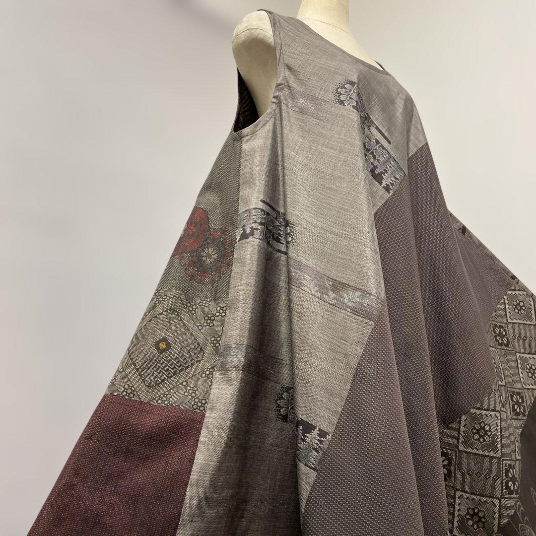 着物ワンピーステントラインロング丈《16》大島紬(龍郷柄7＆9マルキ)L〜L L