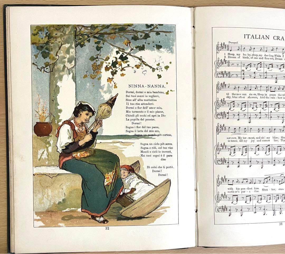 No.238 希少 古書 洋書 絵本 アンティーク 楽譜 子守り歌 童謡 詩集