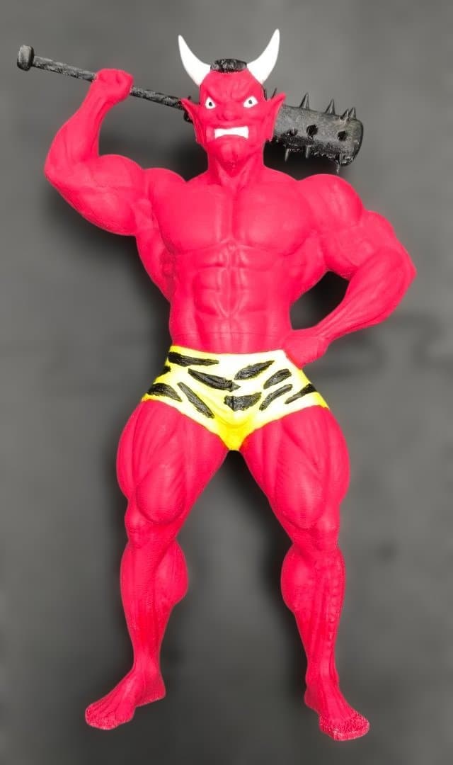 ジャンボサイズ　マッチョ鬼　人形　節分　ボディビル マッスルプラス」監修のガチャ商品「筋肉紳士集団ALLOUT マッチョ