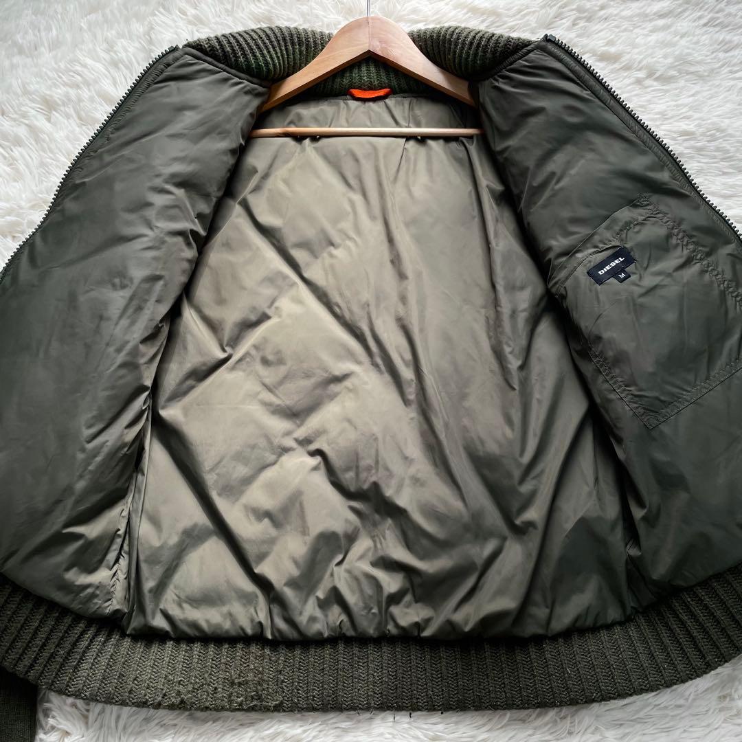 極美品✨ディーゼル ダウンジャケット K-BOOMS ニット切替 緑 L相当