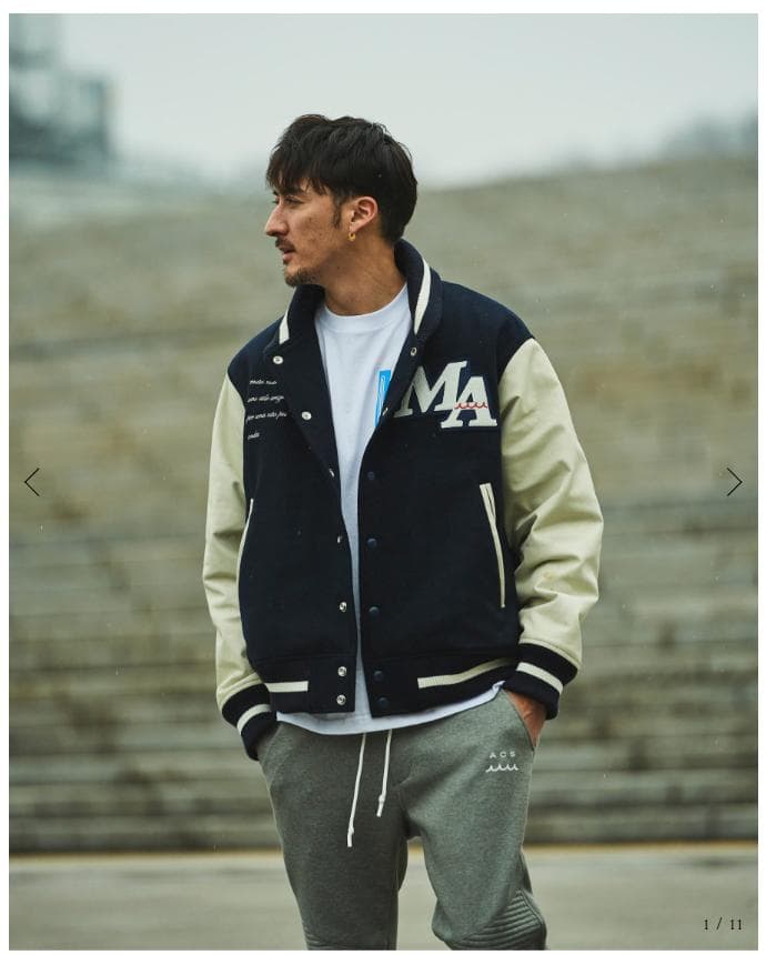 【超美品】muta MARINE × ACANTHUS スタジアムジャケット muta MARINE × ACANTHUS スタジアムジャケット | ACANTHUS ONLINE STORE