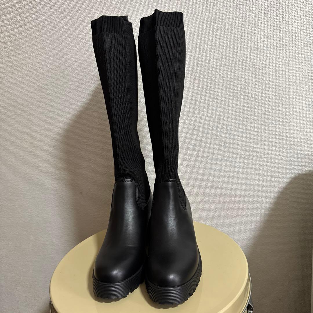 イシカワラボ　EVOL×HITOMI ニットロングブーツ イシカワラボ EVOL 編み上げニットブーツ - メルカリ