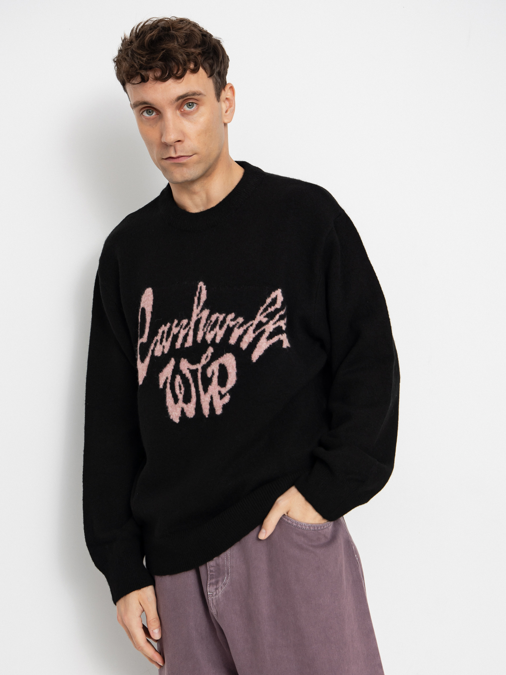 Carhartt WIP Chedda Sweater - black (black/glassy pink)