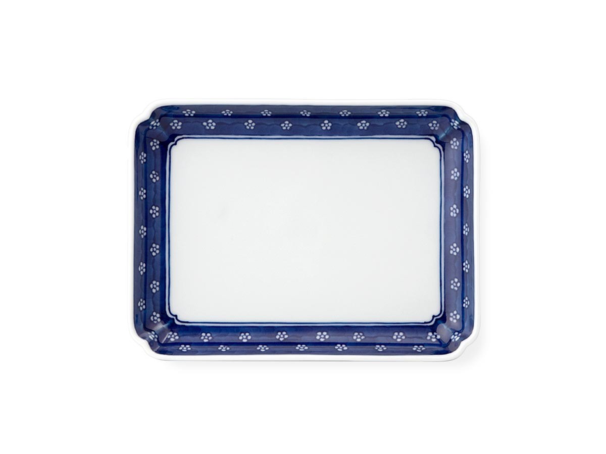 源右衛門窯 染付梅地紋 角平銘々皿 / げんえもんがま 染付梅地紋 角平