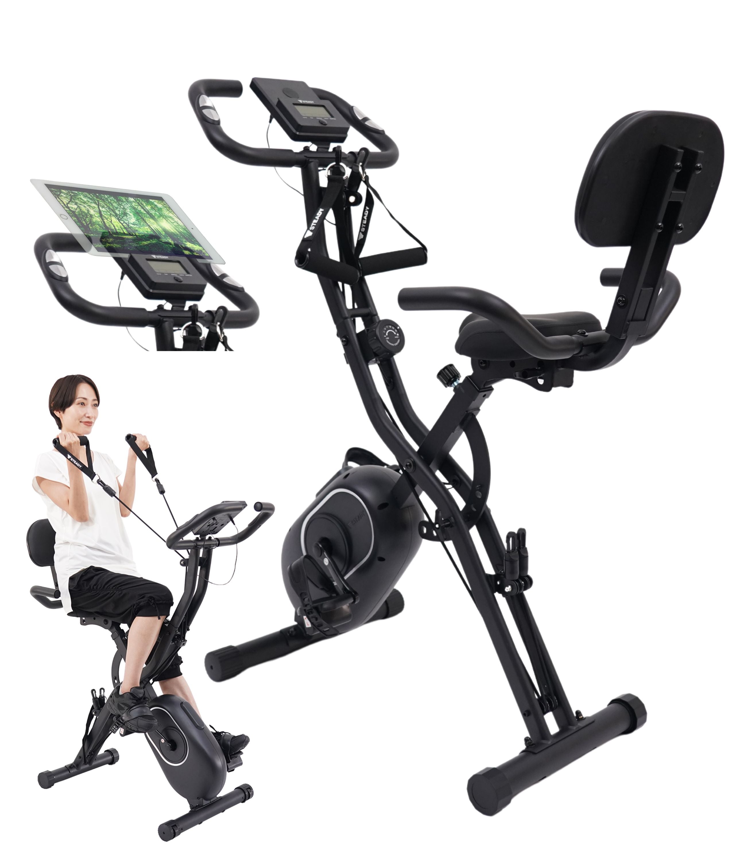 フィットネスバイク バンド付き 筋トレ 折りたたみ 静音 365日保証