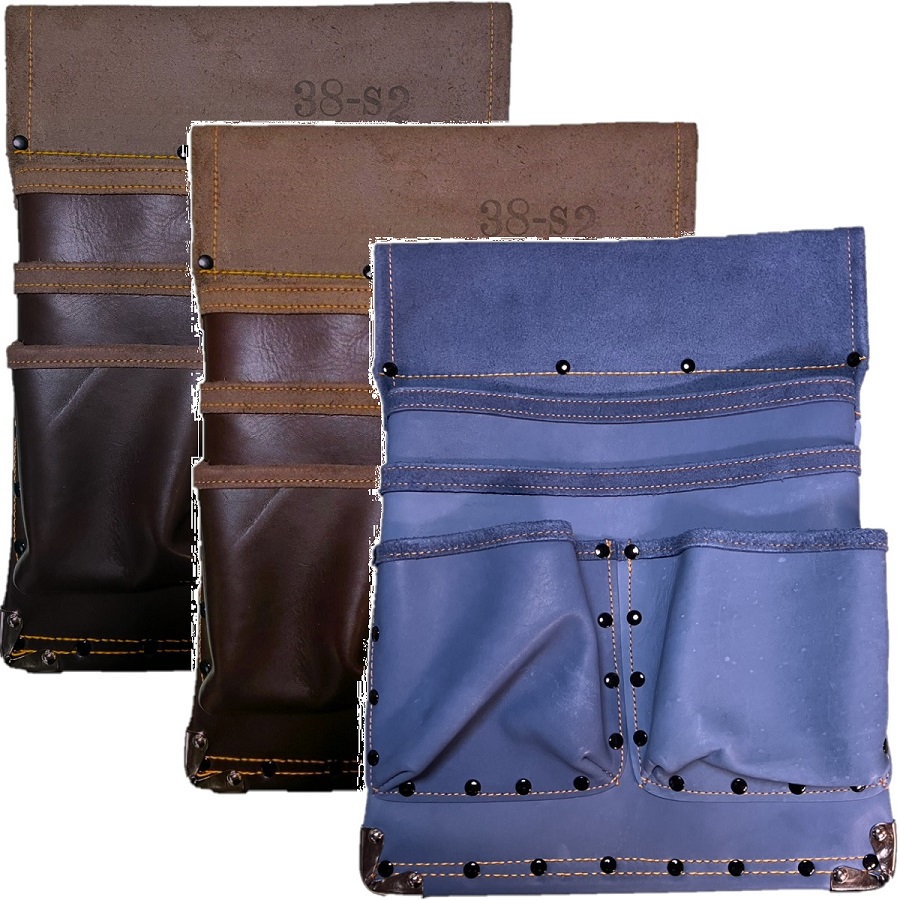 山本金物-工具激安販売 職人市場 / だるま 腰袋 38-S2 本革仮枠釘袋